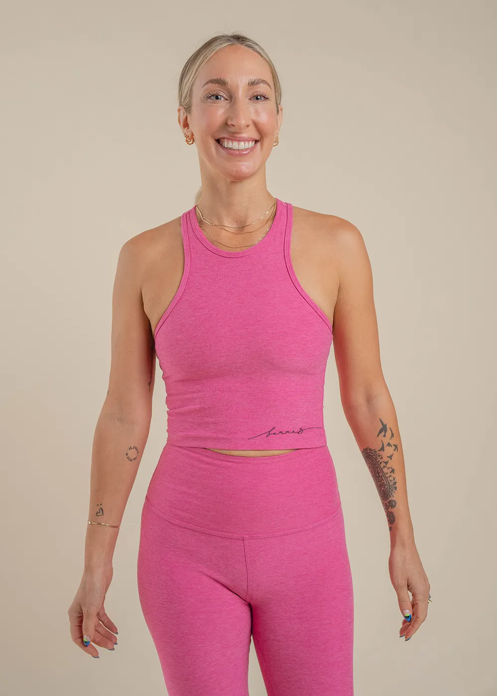 Studio Cropped Tank - Peony Pink Heather