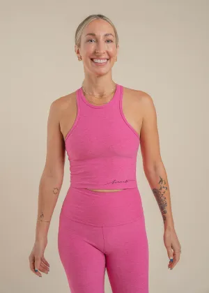 Studio Cropped Tank - Peony Pink Heather