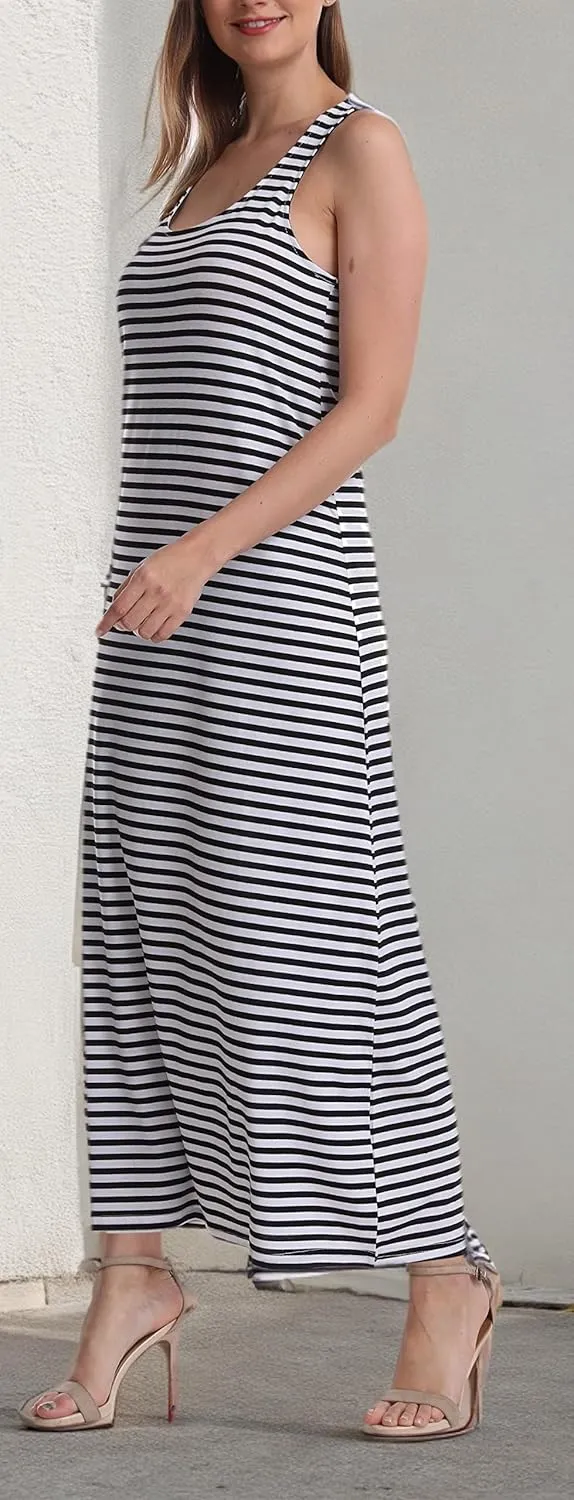 SUMONA Women Long Tank Tops Ankle Length Maxi Dress Bodycon Sleeveless Racerback