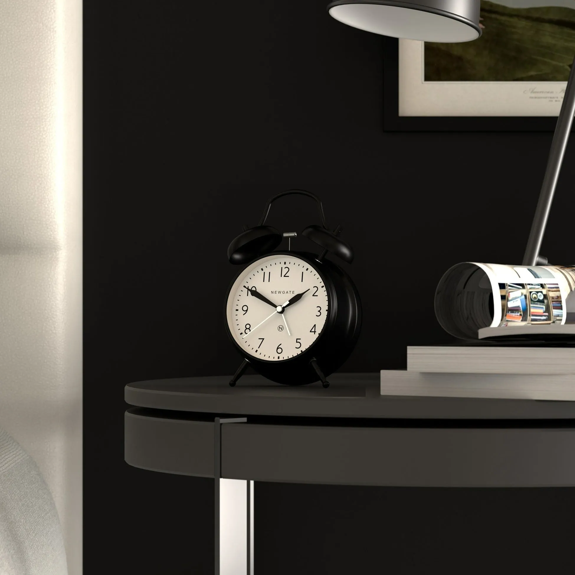 Twin Bell Silent Sweep Analogue Alarm Clock - Matte Black