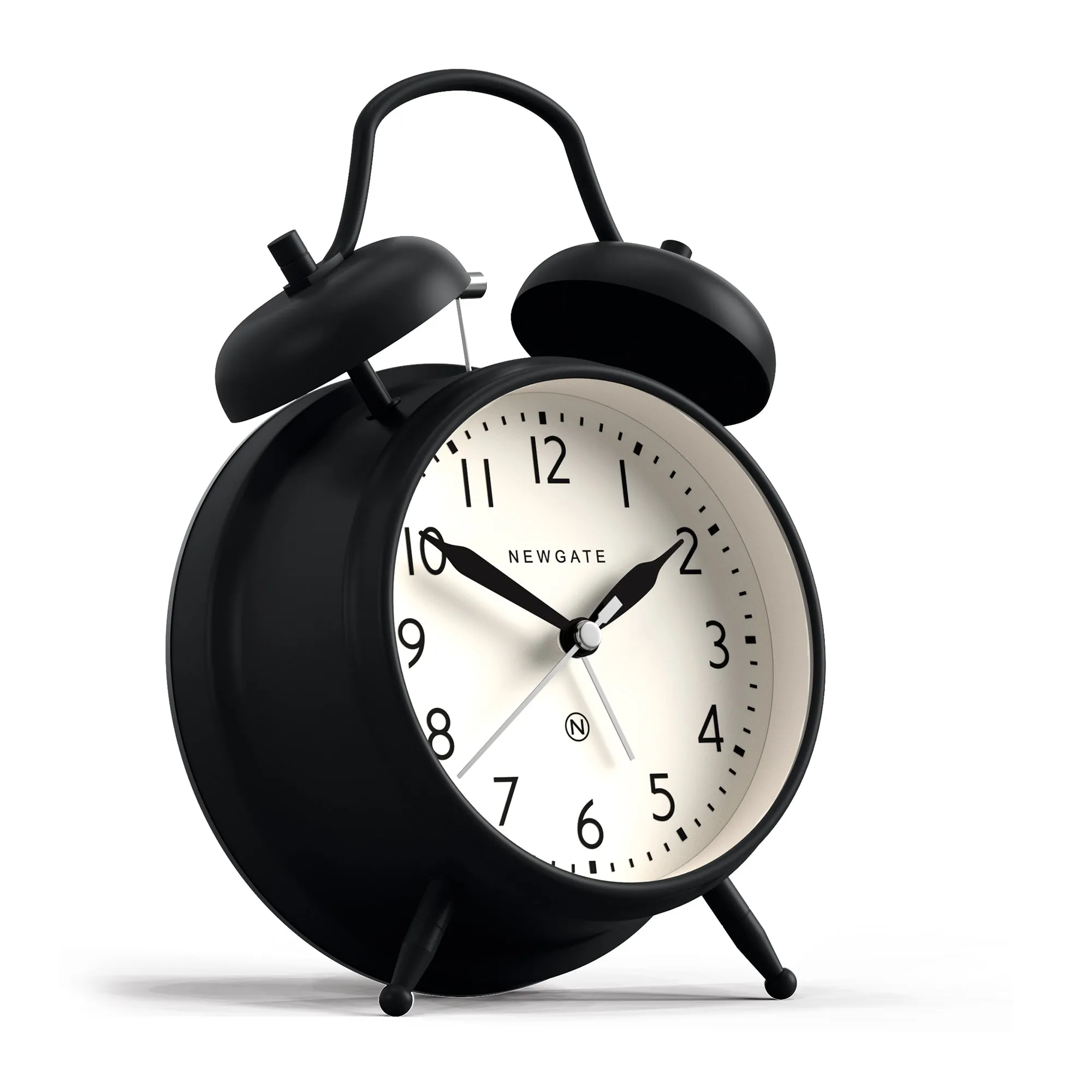 Twin Bell Silent Sweep Analogue Alarm Clock - Matte Black