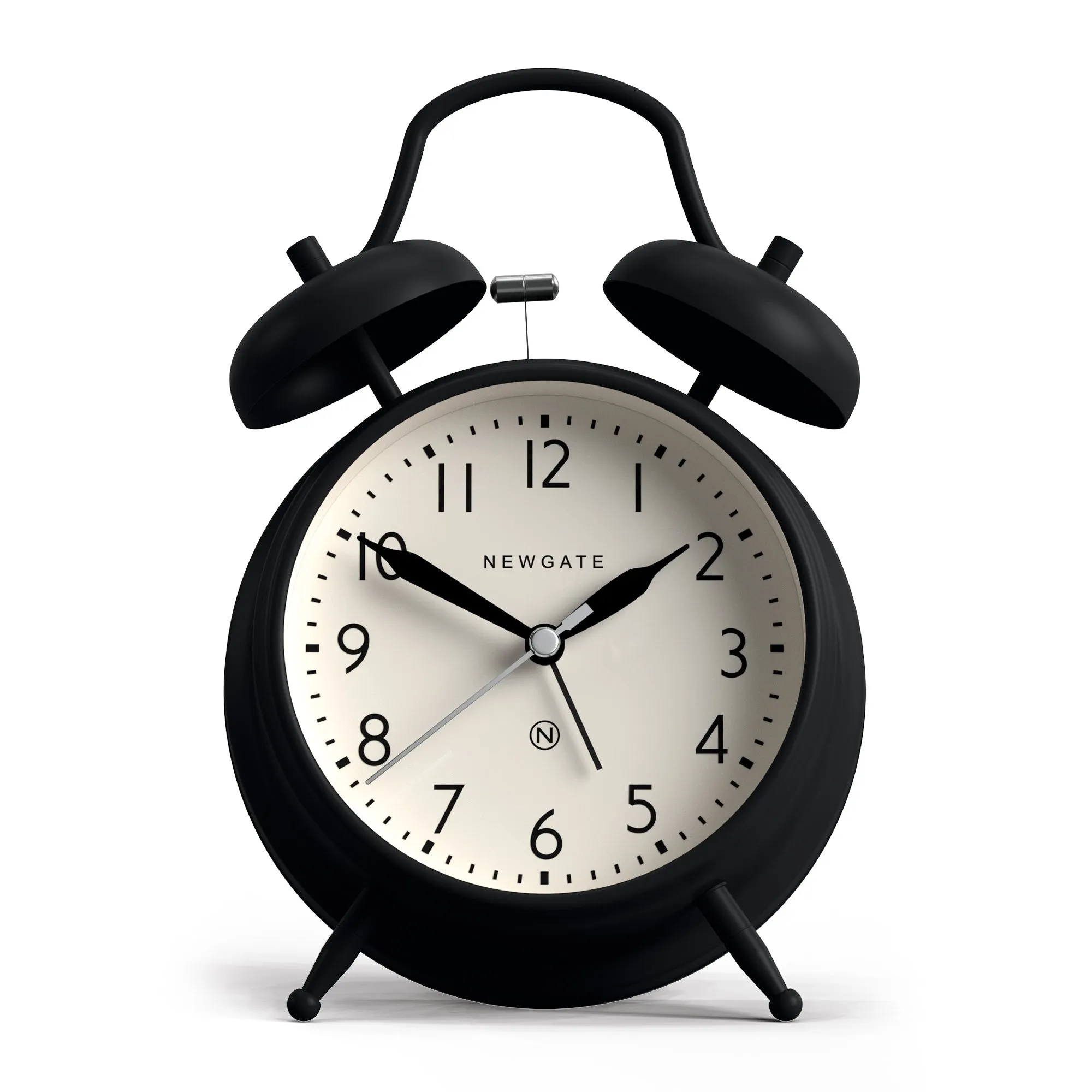 Twin Bell Silent Sweep Analogue Alarm Clock - Matte Black