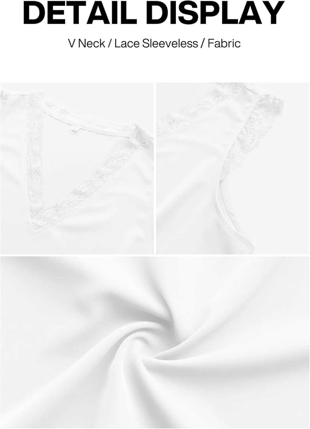 VIISHOW Women Ladies Sexy V Neck Lace Trim Tank Tops Dressy Camisole Casual Loose Sleeveless Chiffon Blouse Shirts