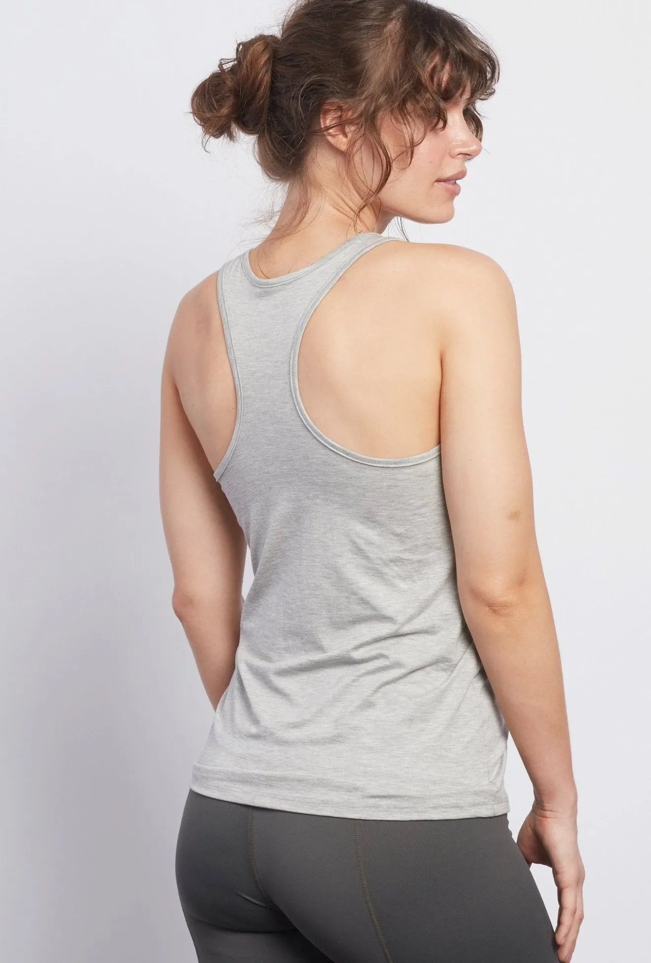 White LOTUS Heather Grey Racerback Tank