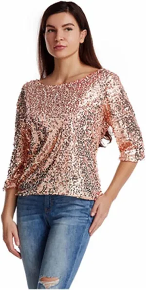 Women Sequin Sparkle Glitter Tank Cocktail Party Tops Shining T-Shirt Blouses