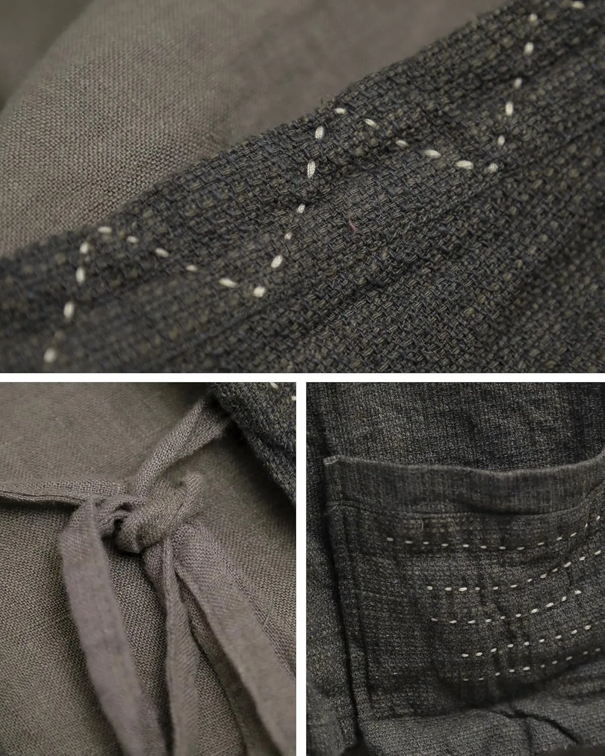 Women's Linen Vest Sleeveless Cardigan Open Front Kimono Boho Vintage Waistcoat with Pockets Handwoven