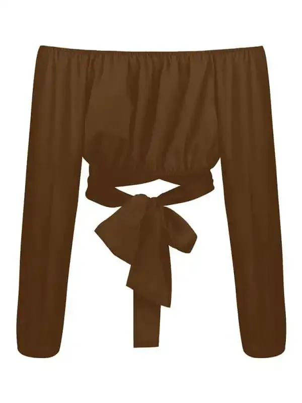 Women’s off-shoulder cross strap long sleeve top