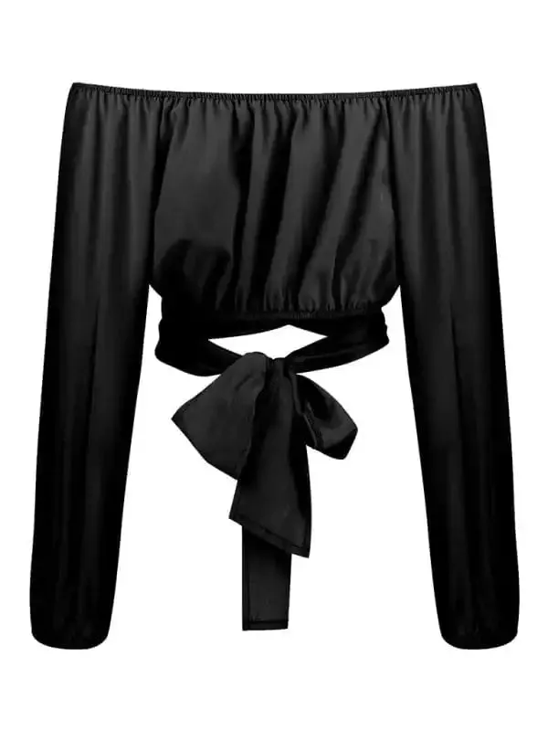 Women’s off-shoulder cross strap long sleeve top