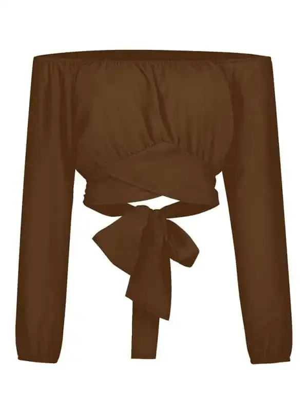 Women’s off-shoulder cross strap long sleeve top