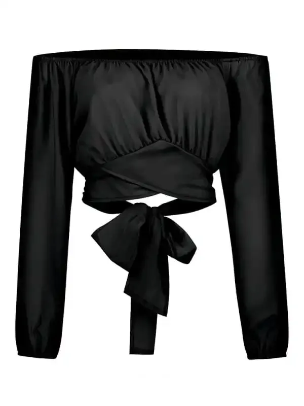 Women’s off-shoulder cross strap long sleeve top