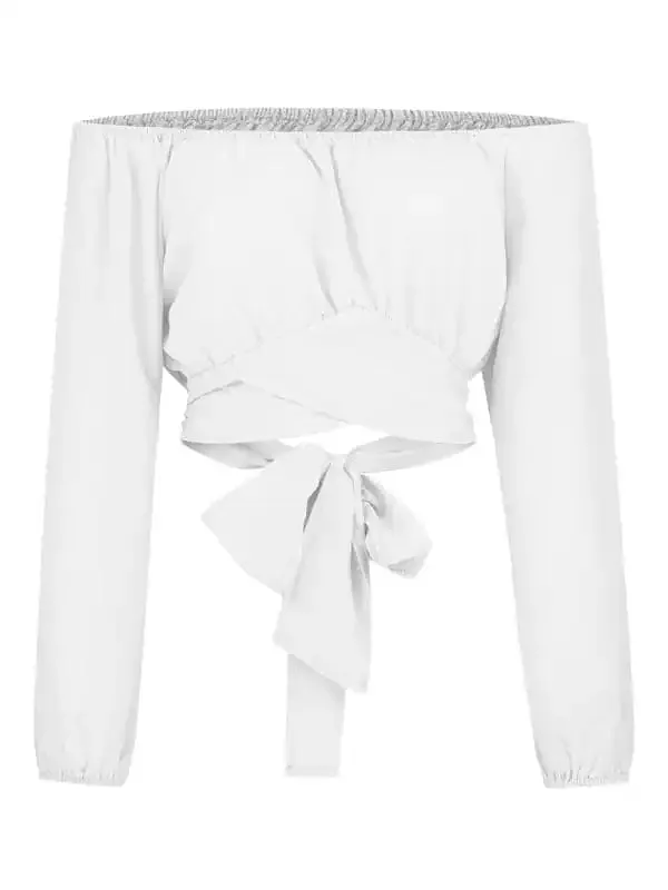 Women’s off-shoulder cross strap long sleeve top