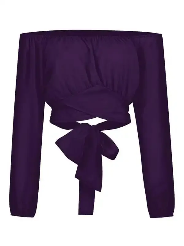 Women’s off-shoulder cross strap long sleeve top