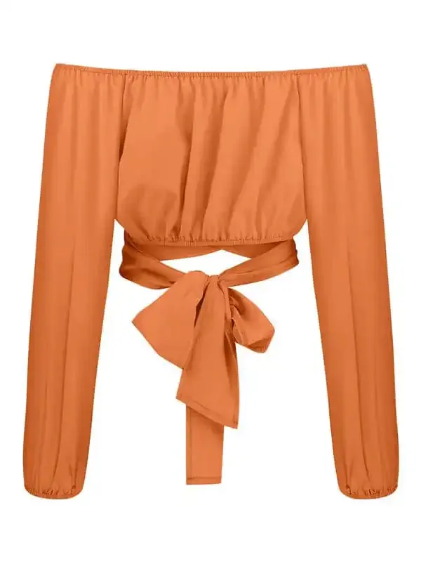 Women’s off-shoulder cross strap long sleeve top