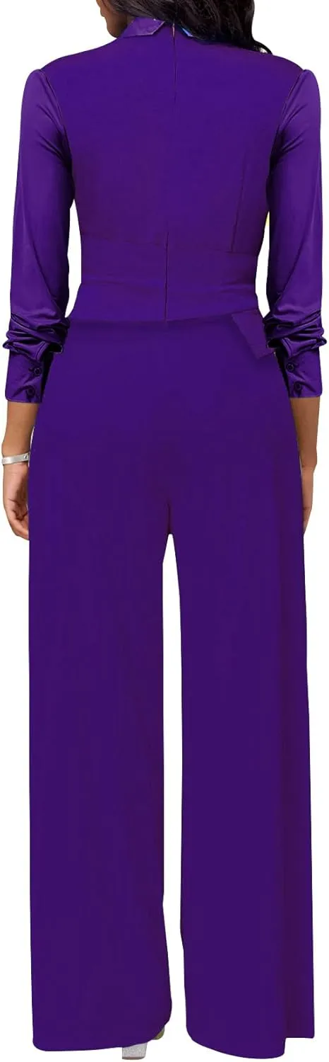 Xinlees Women's Elegant Jumpsuit Business Office Scenes Classic Solid Color Formal Jumpsuit
